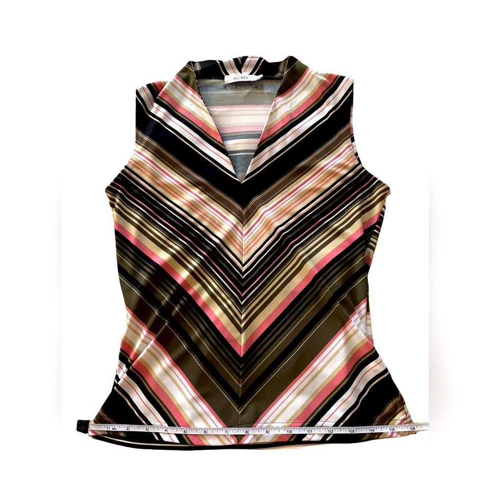 CLEARANCE Ricki’s Multicolour Striped Sleeveless Fitted V-neck Tank Top - Picture 5 of 8